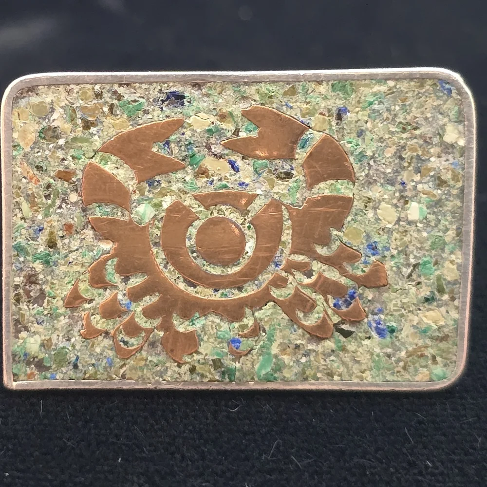 Handmade Mexican Cufflinks Crab Sterling Mixed Metals Stone Inlay July Horoscope